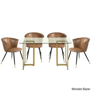 Depton New 4 Seater Glass Top Sled Dining Set