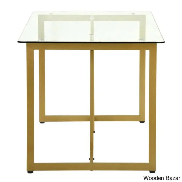 Depton New 4 Seater Glass Top Sled Dining Set