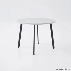 Devon Cozy 40’’ Round Wooden Dining Table Set With Blue Upholstered Chairs