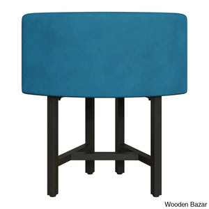 Devon Cozy 40’’ Round Wooden Dining Table Set With Blue Upholstered Chairs