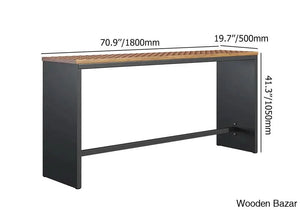 Devona 6-Seater Teak Patio Bar Dining Set With Rectangle Table -