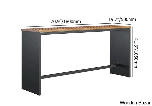Devona 6-Seater Teak Patio Bar Dining Set With Rectangle Table -