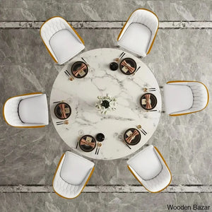Diamond Sintered Stone Top Rectangle Dining Table Set - 1 & 6 Chairs