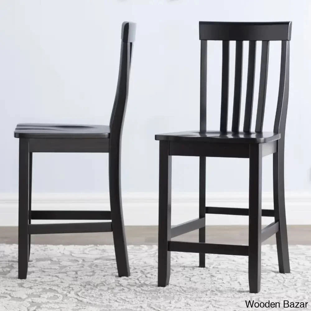 Diamondbacky Swivel Solid Wood Counter And Bar Stool (Set Of 2) Black / Bar (30’’ Seat Height)