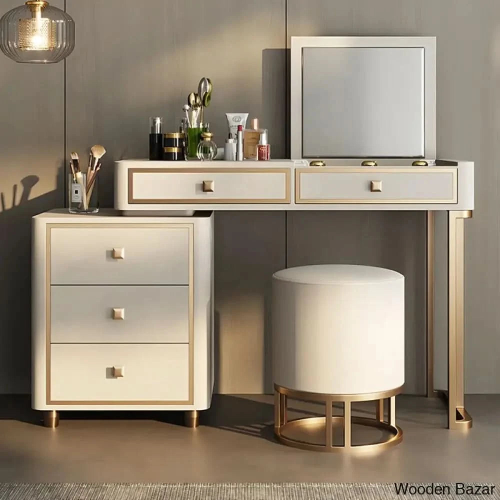 Dirito Vanity Dressing Table With Mirror And Stool