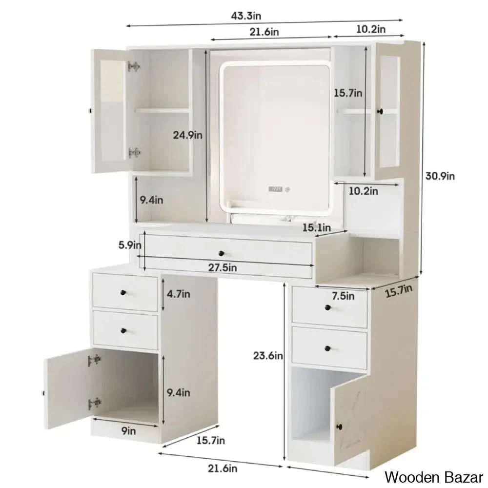 Diskin Vanity Dressing Table With Lighted Mirror