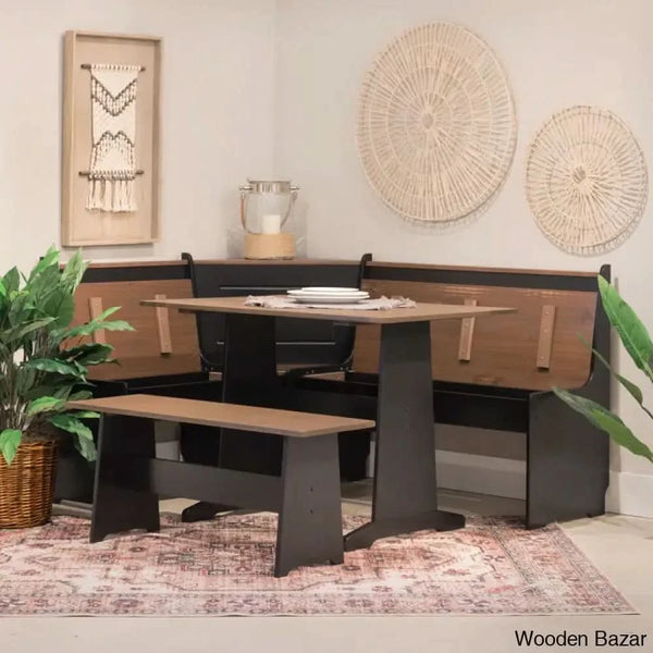 Dragon 5 Seater Corner Pine Breakfast Nook With Hidden Storage