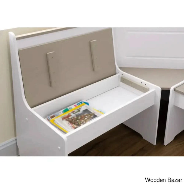 Dragon 5 Seater Corner Pine Breakfast Nook With Hidden Storage