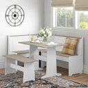 Dragon 5 Seater Corner Pine Breakfast Nook With Hidden Storage Gray