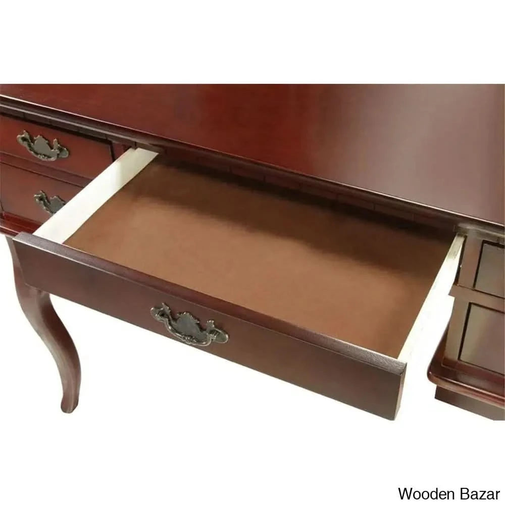 Drake Vanity Dressing Table With Mirror And Stool Brown