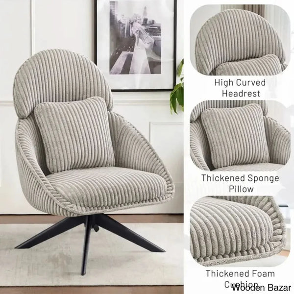 Drony Best Swivel Accent Chair With Pillow Comfy Lounge
