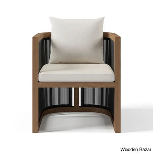 Duff 6 Seater Outdoor Dining Set For With Rectangle Table & Rope Woven Armchair In Natural