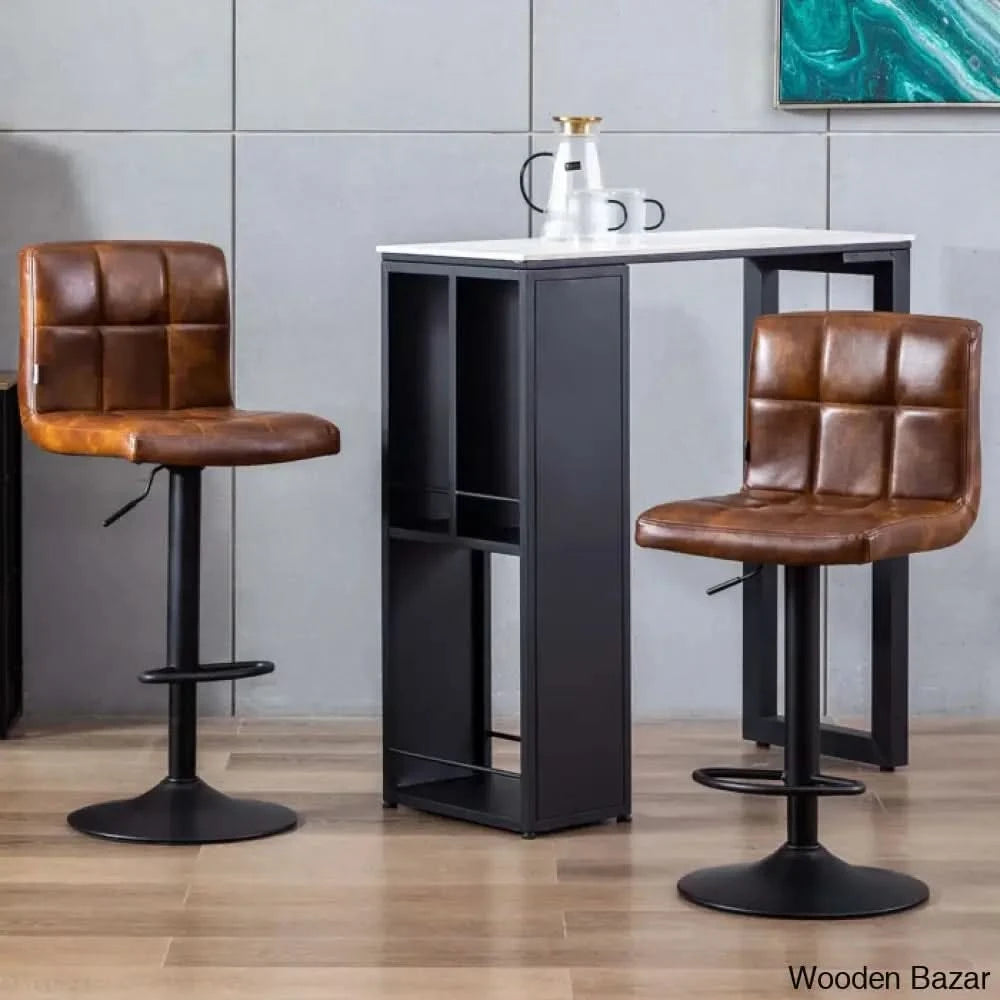 Duho Swivel Adjustable Height Counter And Bar Stool (Set Of 2) Yellowish Brown