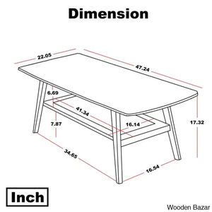 Dulcion Coffee And Center Table Natural Wood Living Room With Storage Shelf Writing Desk