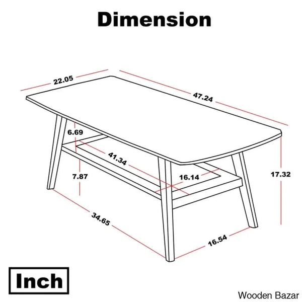 Dulcion Coffee And Center Table Natural Wood Living Room With Storage Shelf Writing Desk