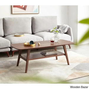 Dulcion Coffee And Center Table Natural Wood Living Room With Storage Shelf Writing Desk Walnut /