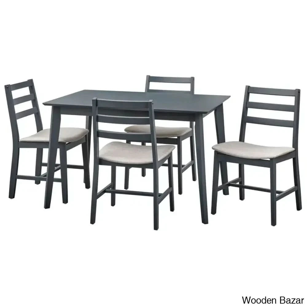 Dunstan Modern 4 Seater Elegant Dining Table Set - Wooden Bazar Charcoal Grey