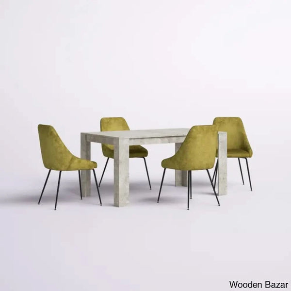 Dunstan Stylish 4 Seater Dining Table Set - Wooden Bazar