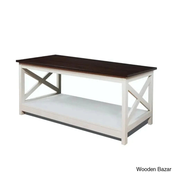 Edwardsonn Coffee And Center Table Espresso Top/Vintage White Base