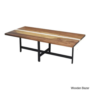 Eldridgen Solid Wood White Matte Resin Detail Coffee And Center Table
