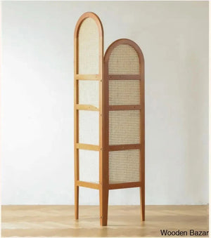 Ele Modern Rattan Corner Cabinet With Wooden Shelves Simple Triangle Storage & Bookshelf For