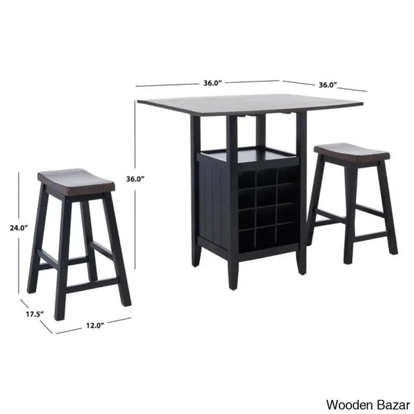 Elexar New 2 Seater Extendable Solid Wood Dining Set - Wooden Bazar