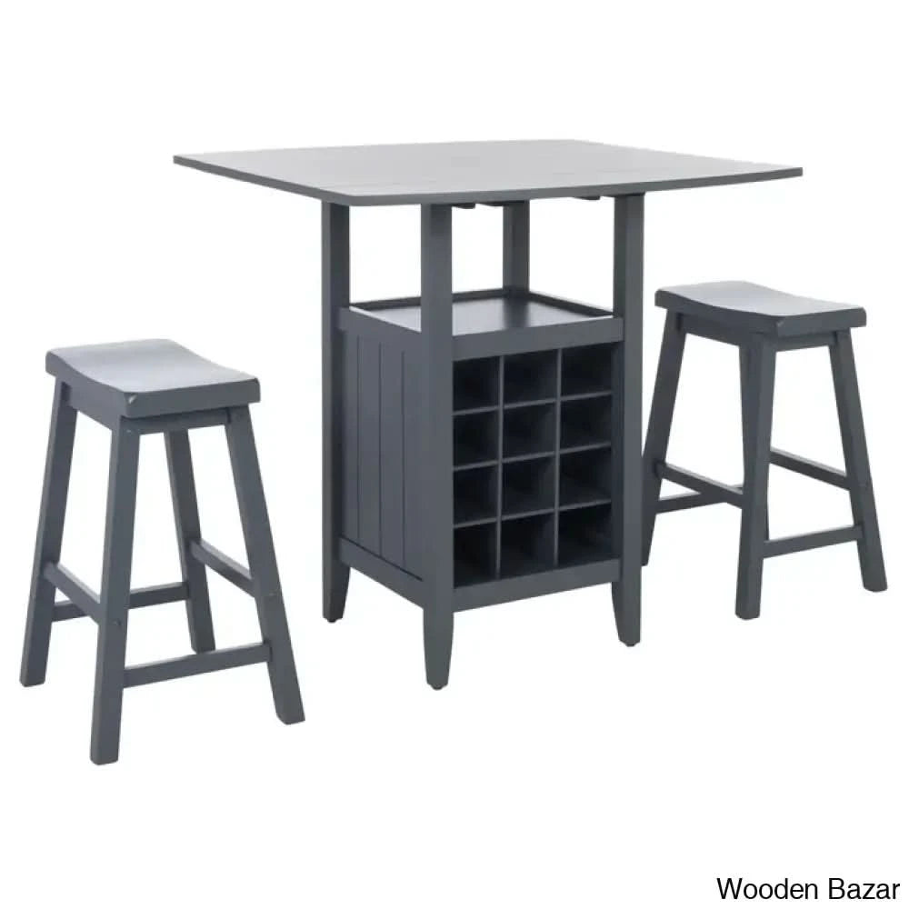Elexar New 2 Seater Extendable Solid Wood Dining Set - Wooden Bazar Gray