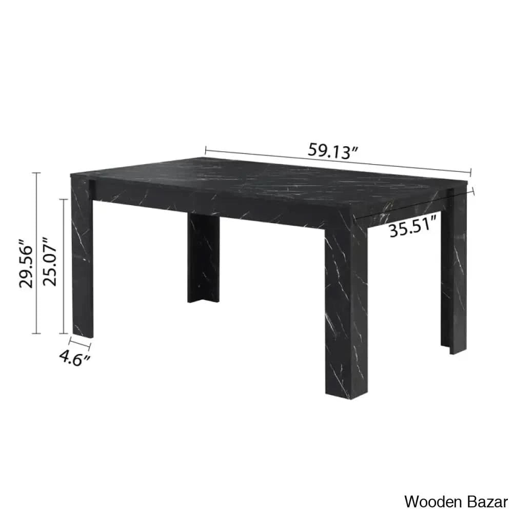 Eloska Modern 4 Seater Dining Table Set - Wooden Bazar Black With Beige Chairs