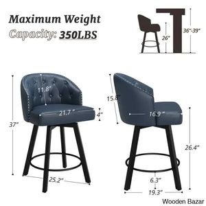 Elyanas Swivel Counter Height Bar Stools Set Of 2 Stool With Back Faux Leather Metal Legs Retro