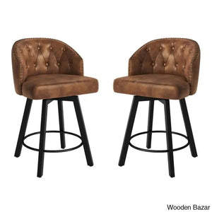 Elyanas Swivel Counter Height Bar Stools Set Of 2 Stool With Back Faux Leather Metal Legs Retro