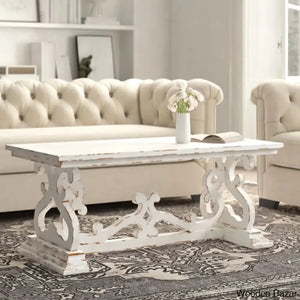 Emersync 46’’ Solid Wood Distressed Scrollwork Coffee And Center Table