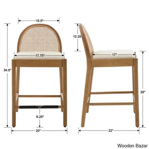 Emingtony Swivel Modern Counter And Bar Stools Height With Rattan Backrests Wood Frame (Set Of 2)