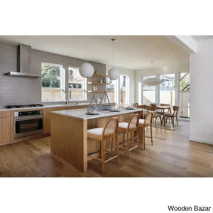 Emingtony Swivel Modern Counter And Bar Stools Height With Rattan Backrests Wood Frame (Set Of 2)