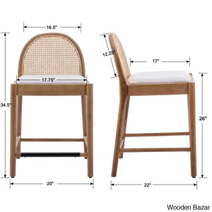 Emingtony Swivel Modern Counter And Bar Stools Height With Rattan Backrests Wood Frame (Set Of 2)