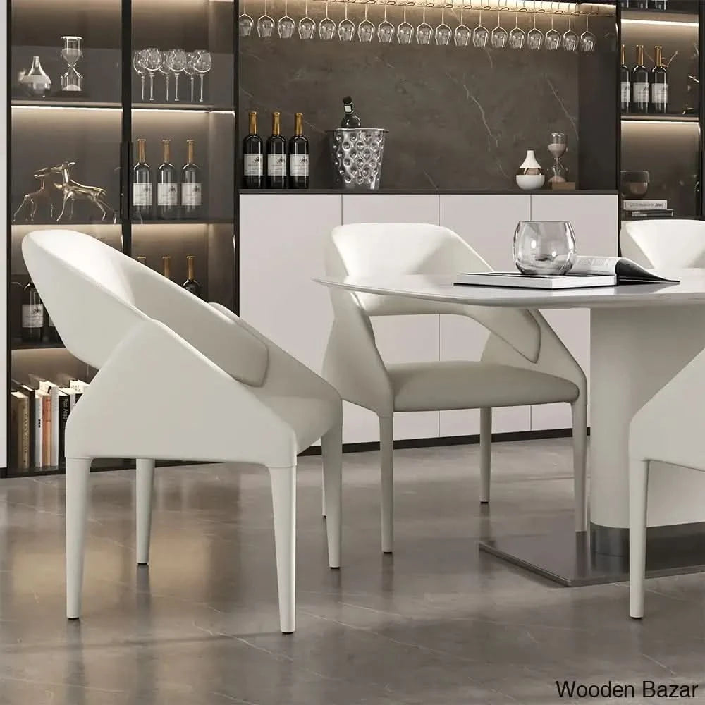 Emory Modern White Faux Leather Dining Chairs With Open Back – Set Of 2 For Stylish Rooms