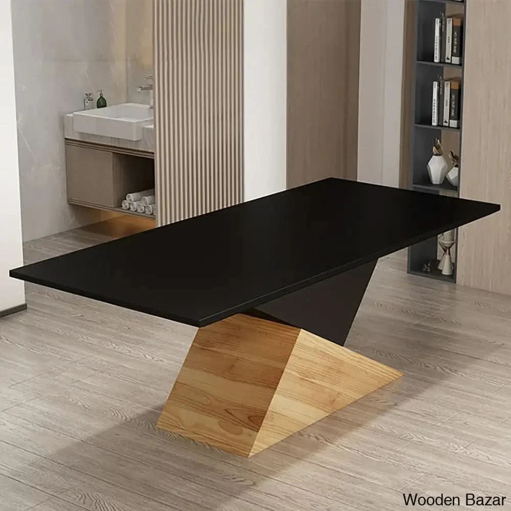 Emory Solid Wood Black Rectangular Dining Table - Elegant 6-8 Seater For Stylish Complete Set (6