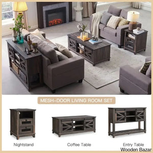 Emryis 48’’ Farmhouse Coffee And Center Table With Storage Sliding Barn Doors For Living