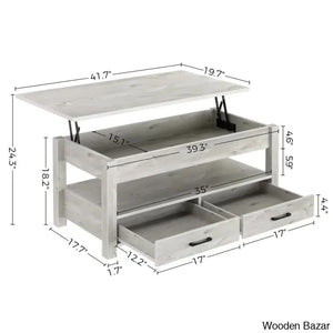 Eoghan Lift Top Coffee Table With 2 Drawers And Center