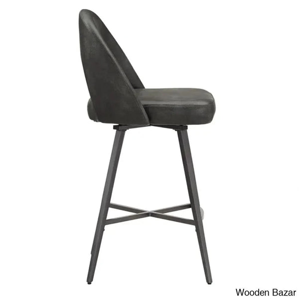 Etnas Swivel Upholstered Counter And Bar Stool With Metal Frame (Set Of 2)