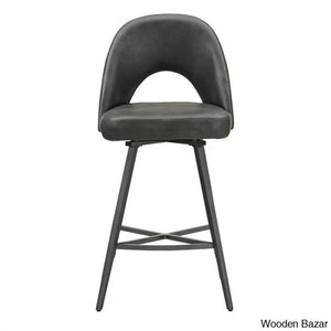 Etnas Swivel Upholstered Counter And Bar Stool With Metal Frame (Set Of 2)