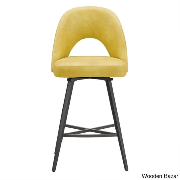 Etnas Swivel Upholstered Counter And Bar Stool With Metal Frame (Set Of 2)