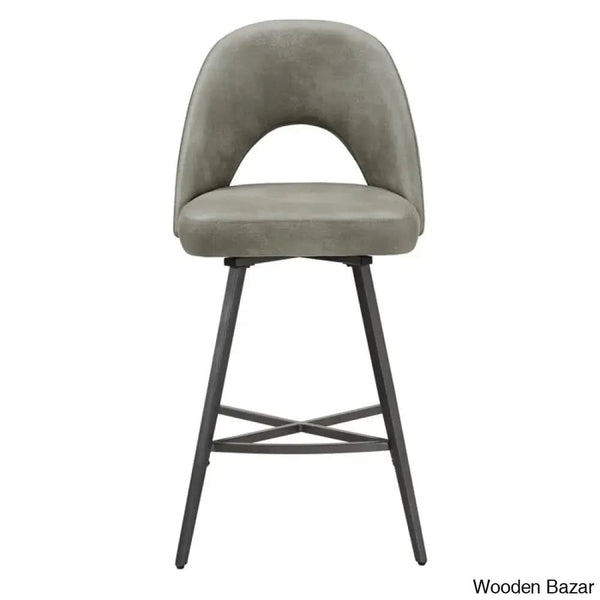 Etnas Swivel Upholstered Counter And Bar Stool With Metal Frame (Set Of 2)