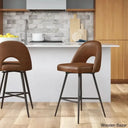 Etnas Swivel Upholstered Counter And Bar Stool With Metal Frame (Set Of 2) Brown / Bar (30’’