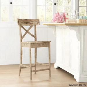 Eugleyc Swivel Solid Wood Bar & Counter Stool (24’’ Seat Height)