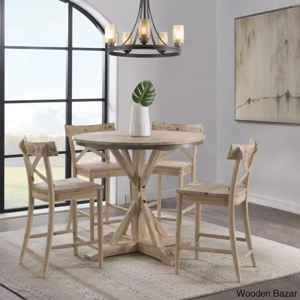 Eugleyc Swivel Solid Wood Bar & Counter Stool