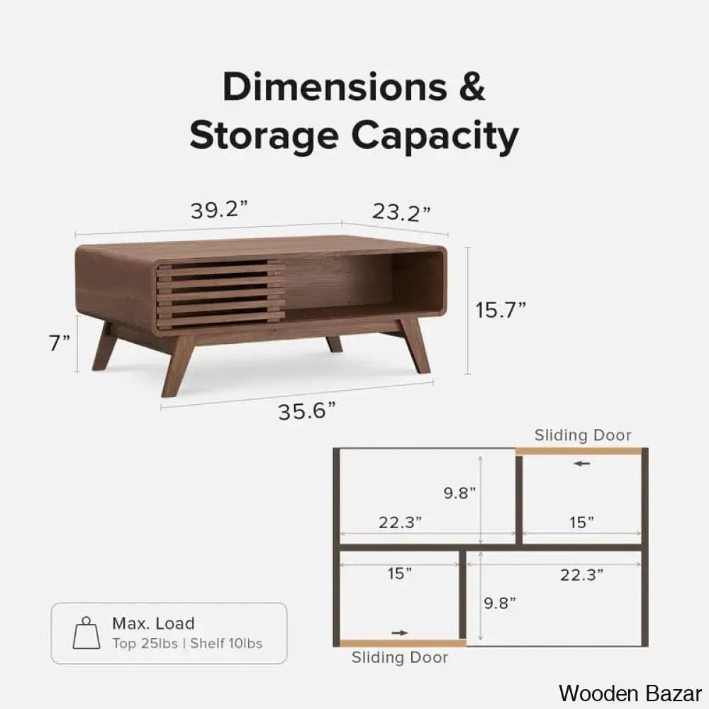 Evian Coffee Table With Storage And Center Table Brown