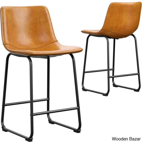 Evres Swivel Faux Leather Bar Stools Upholstered Counter And Bar Modern Kitchen Chairs With Metal