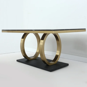 Kelsburg Modern Luxury Dining Table with Metal Frame & Natural Marble Top