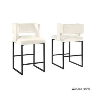 Farnsworthu Upholstered 27’’ Counter And Bar Stool With Metal Frame (Set Of 2)