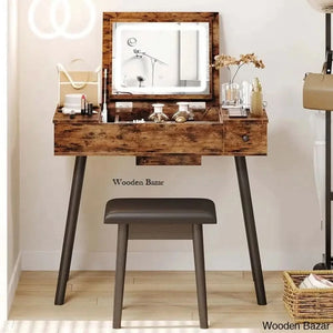 Faxan Vanity Dressing Table With Lighted Mirror And Stool